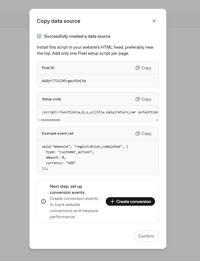 Create new conversion source dialog with Web type selected